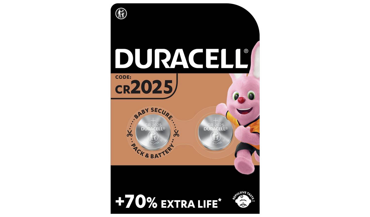 Duracell 2025 Lithium Coin Batteries 3V (CR2025) - Pack of 2
