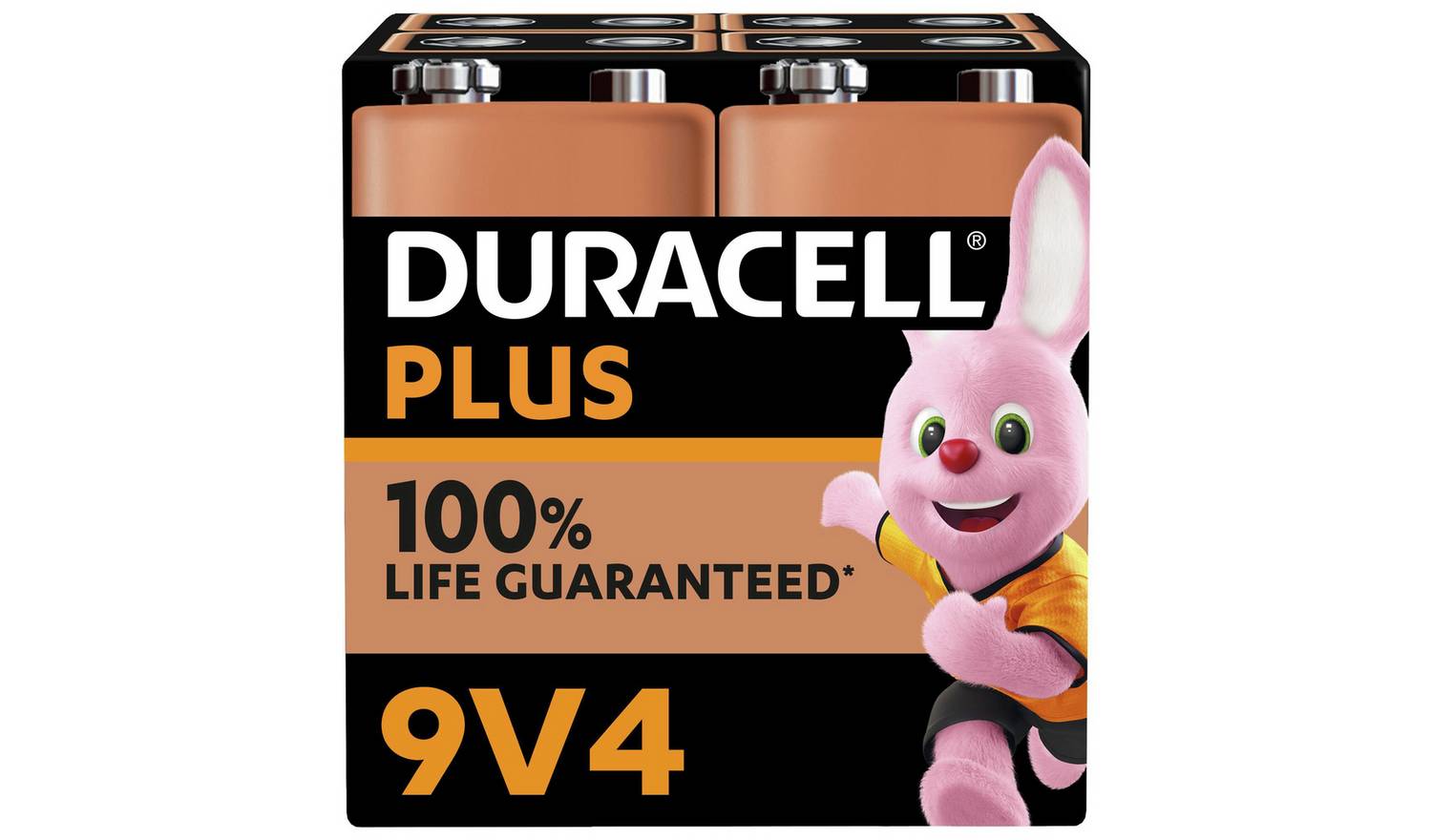 Duracell Plus 9V Alkaline Batteries - Pack of 4