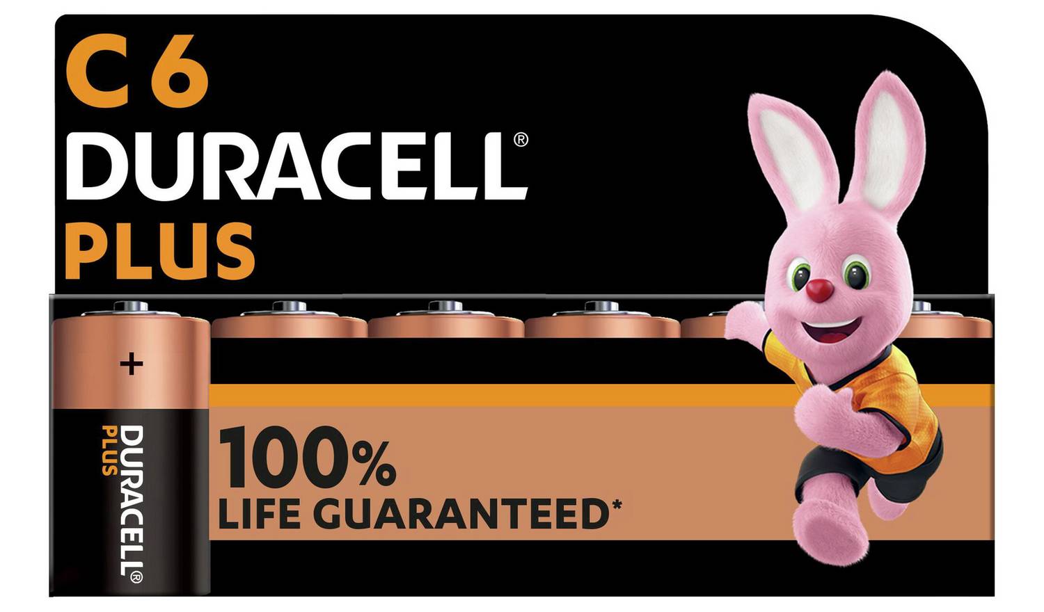 Duracell Plus Alkaline C Batteries - Pack of 6