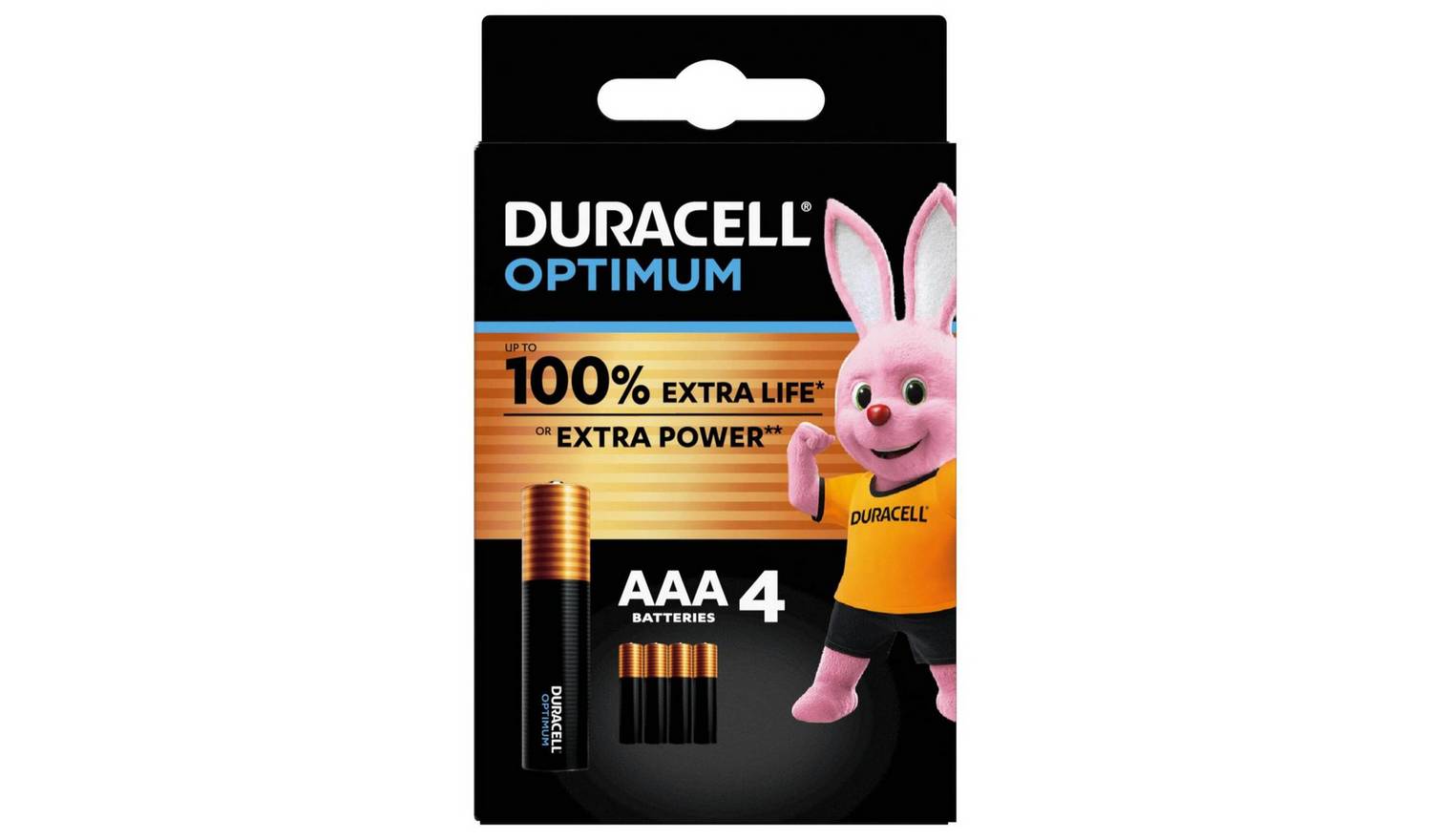 Duracell Optimum Alkaline AAA Batteries - Pack of 4