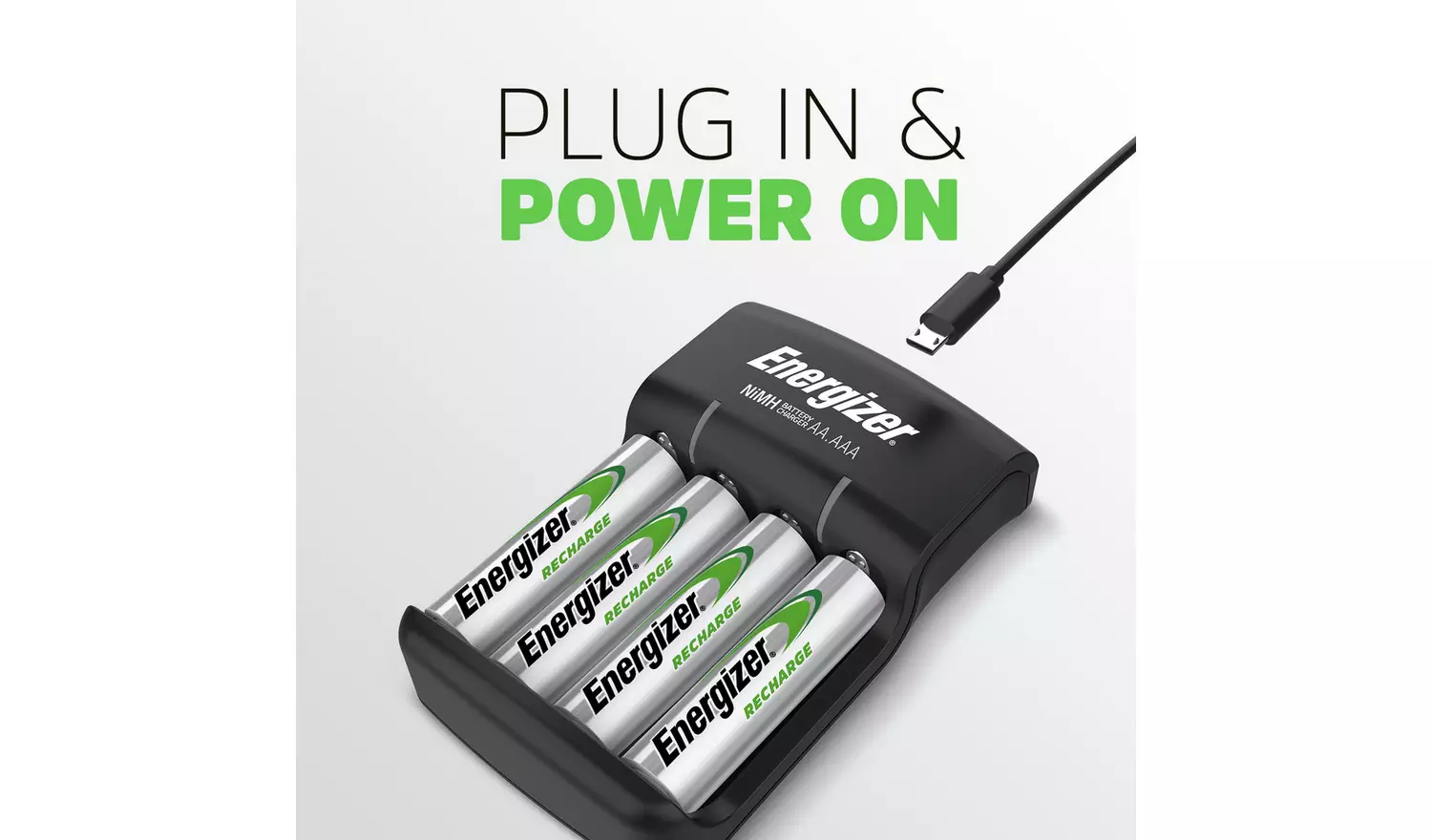 Energizer Recharge Base Charger with 4 AA batteries
