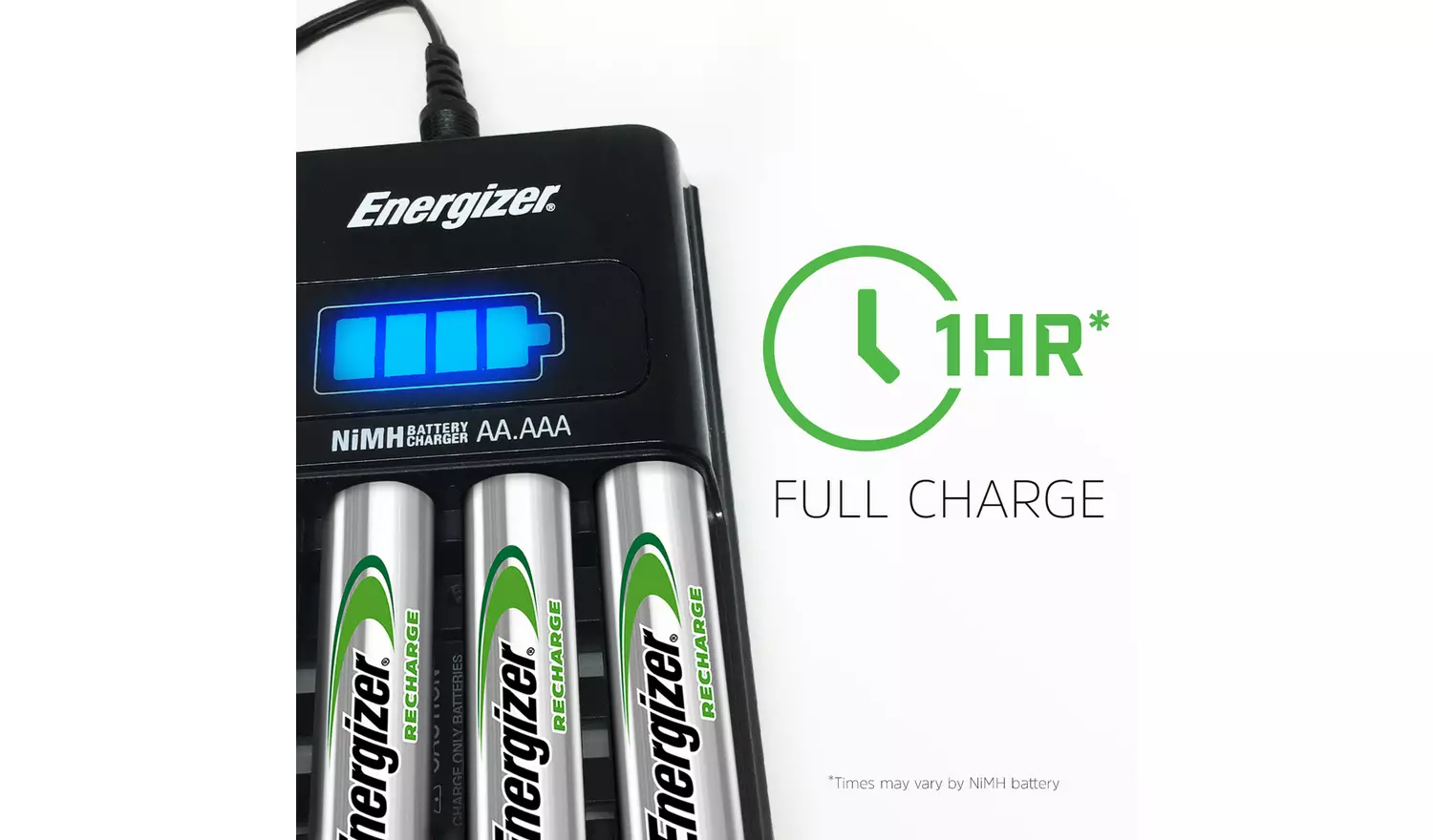 Energizer 1 Hour Battery Charger with 4 x AA Batteries