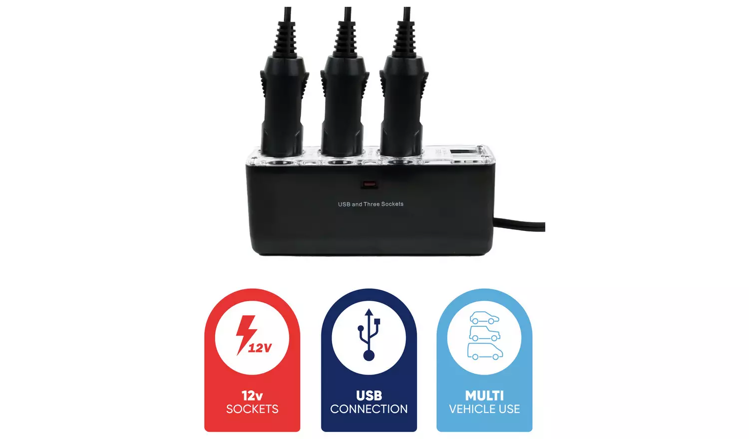 Streetwize Triple 12V Socket Adapter With Two USB Ports
