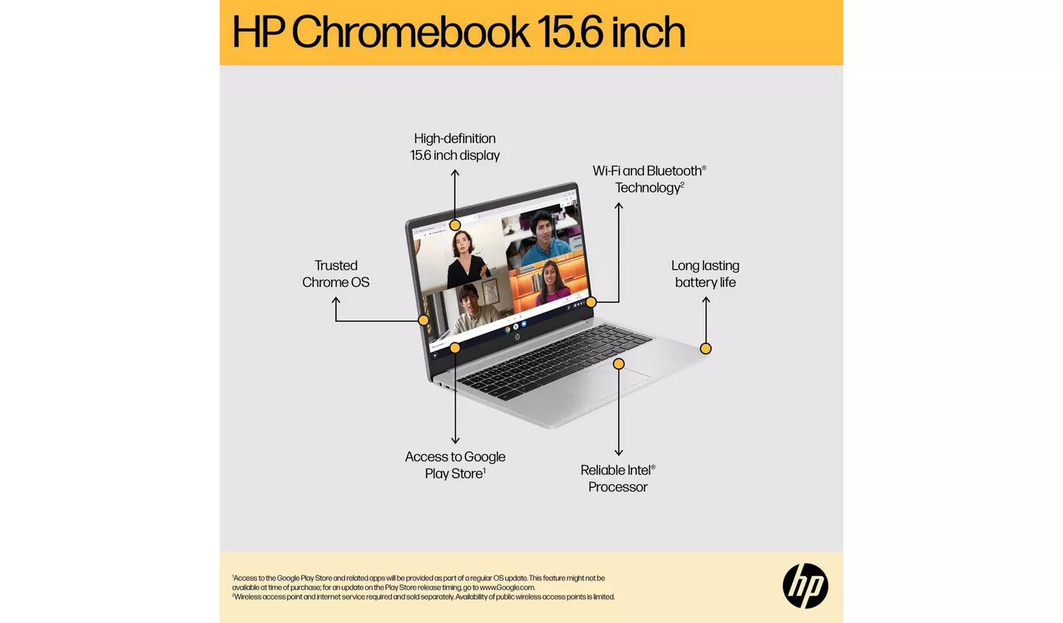 HP 15a-na0007na 15.6in Celeron 4GB 128GB Chromebook - Grey