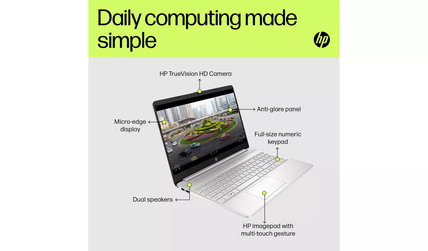 HP 15s 15.6in i3 4GB 128GB Laptop Bundle + Norton - Silver