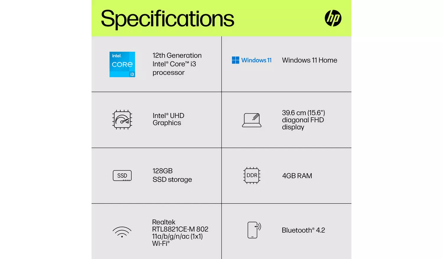 HP 15s 15.6in i3 4GB 128GB Laptop Bundle + Norton - Silver
