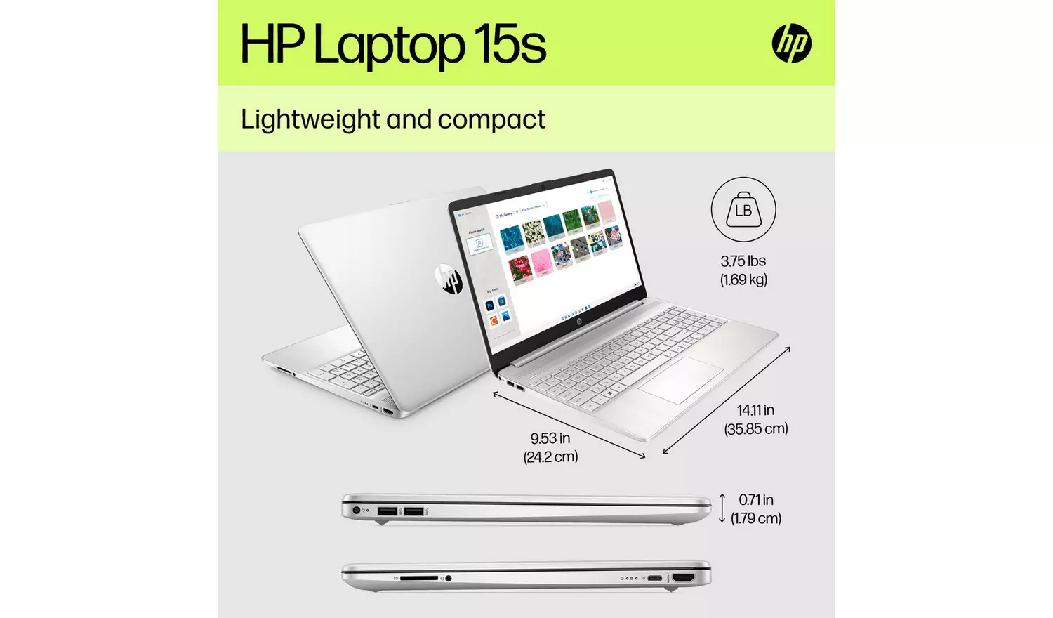 HP 15s 15.6in i3 4GB 128GB Laptop Bundle + Norton - Silver