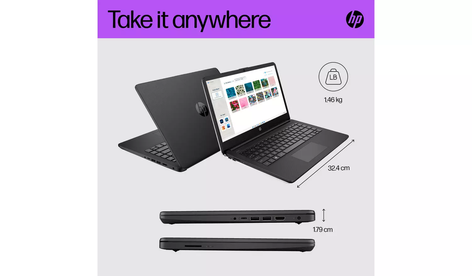 HP 14s-dq0007na 14in N4120 4GB 64GB Laptop - Black