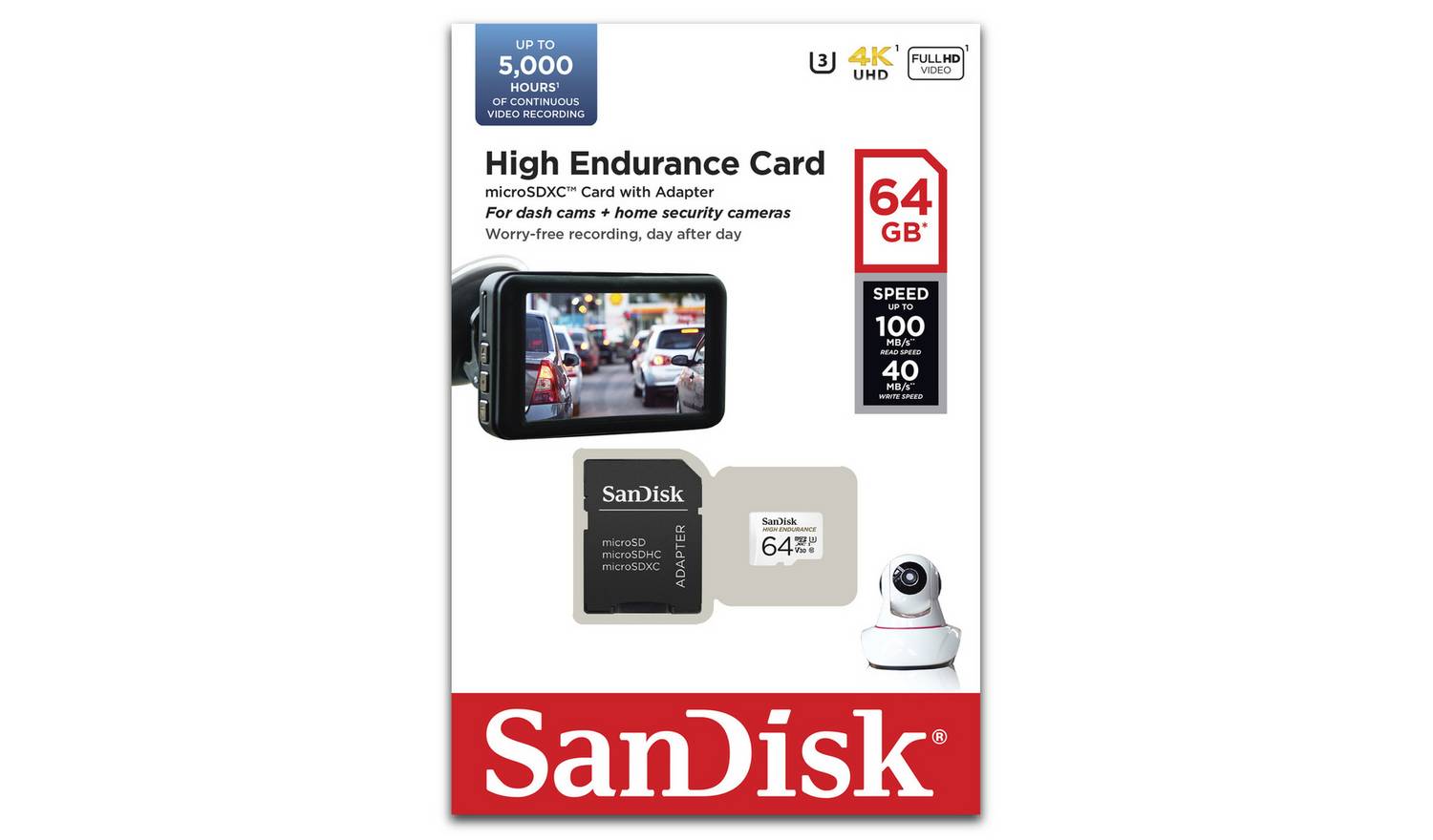 SanDisk High Endurance 100MBs MicroSD Memory Card - 64GB
