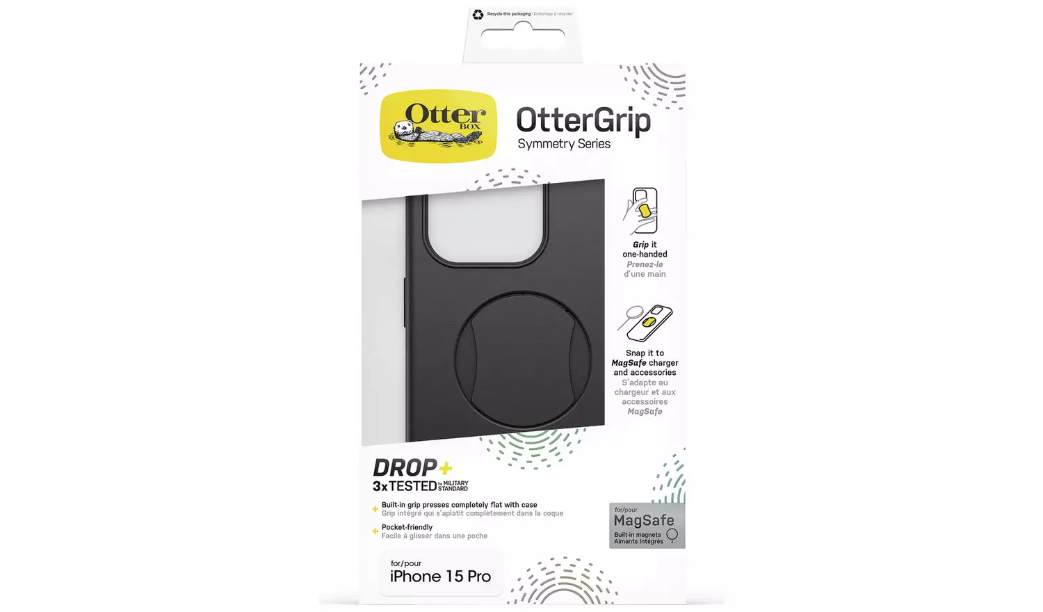 OtterBox OtterGrip iPhone 15 Pro Phone Case MagSafe Black