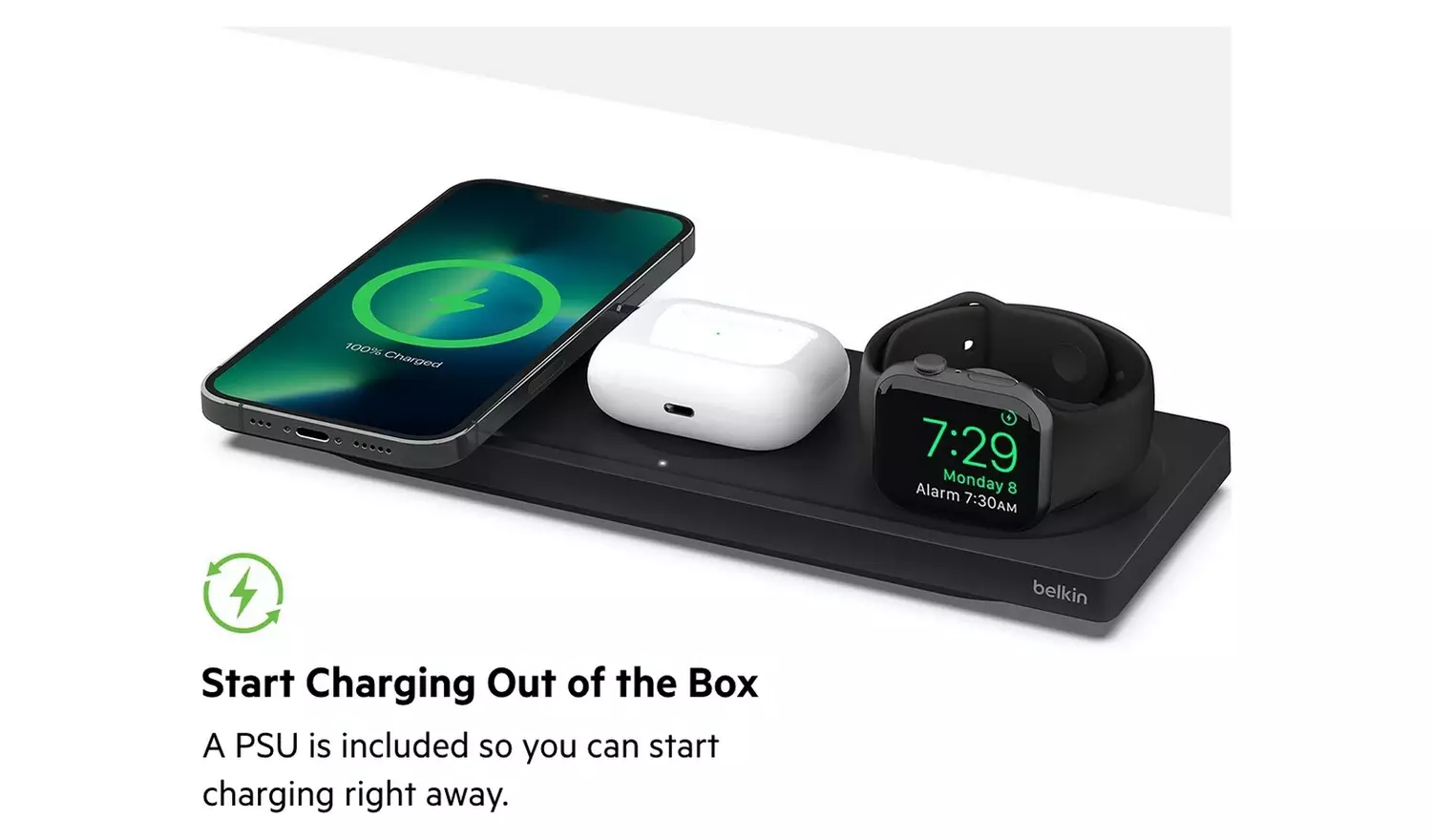 Belkin 3 in 1 MagSafe Wireless Charger Pad 15W - Black