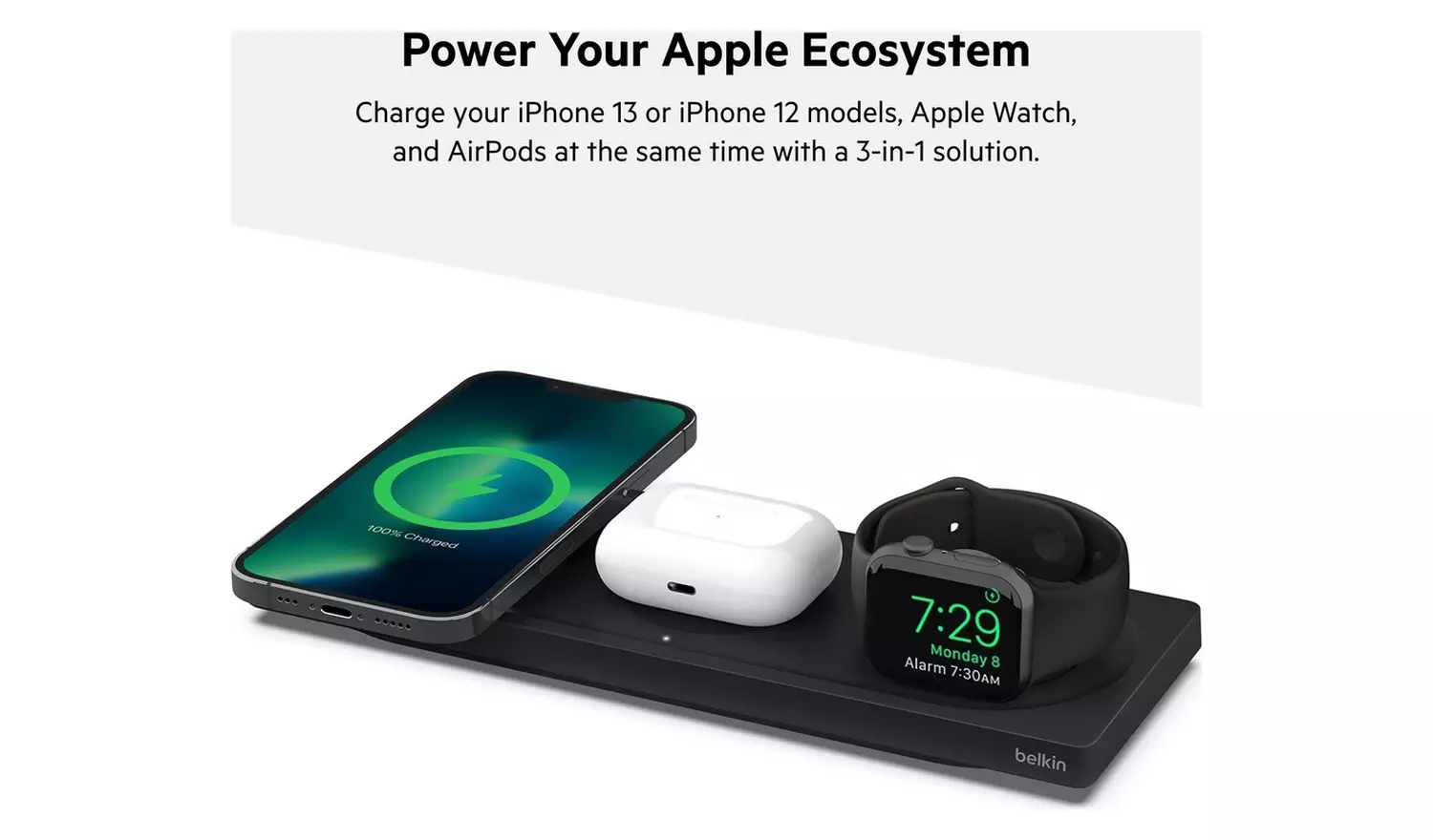 Belkin 3 in 1 MagSafe Wireless Charger Pad 15W - Black