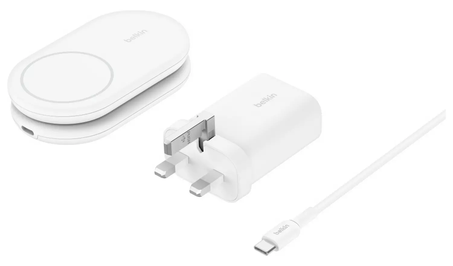 Belkin 2 in 1 MagSafe Compatible Wireless Charger Qi2- White