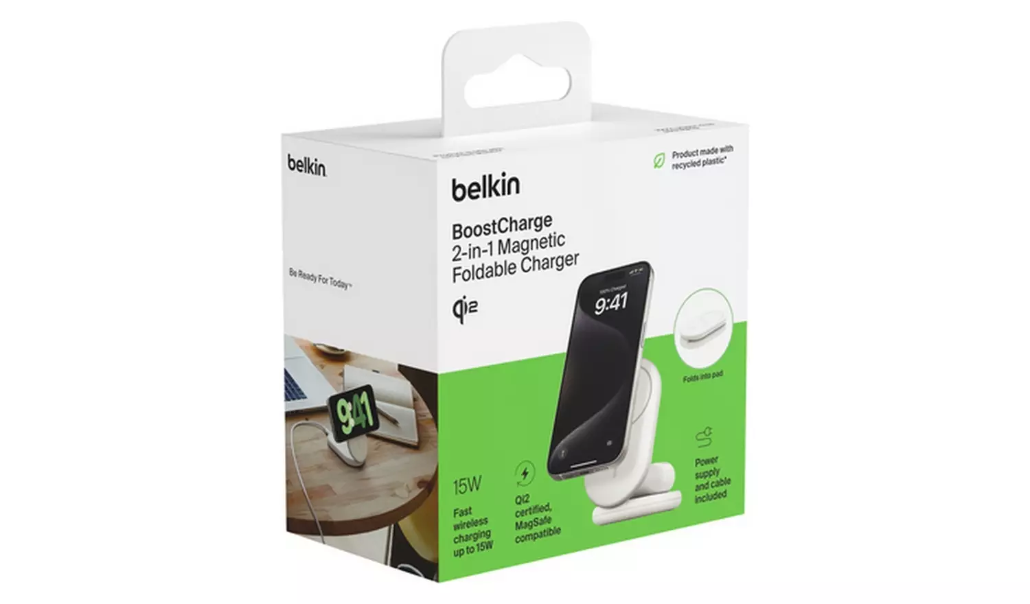 Belkin 2 in 1 MagSafe Compatible Wireless Charger Qi2- White