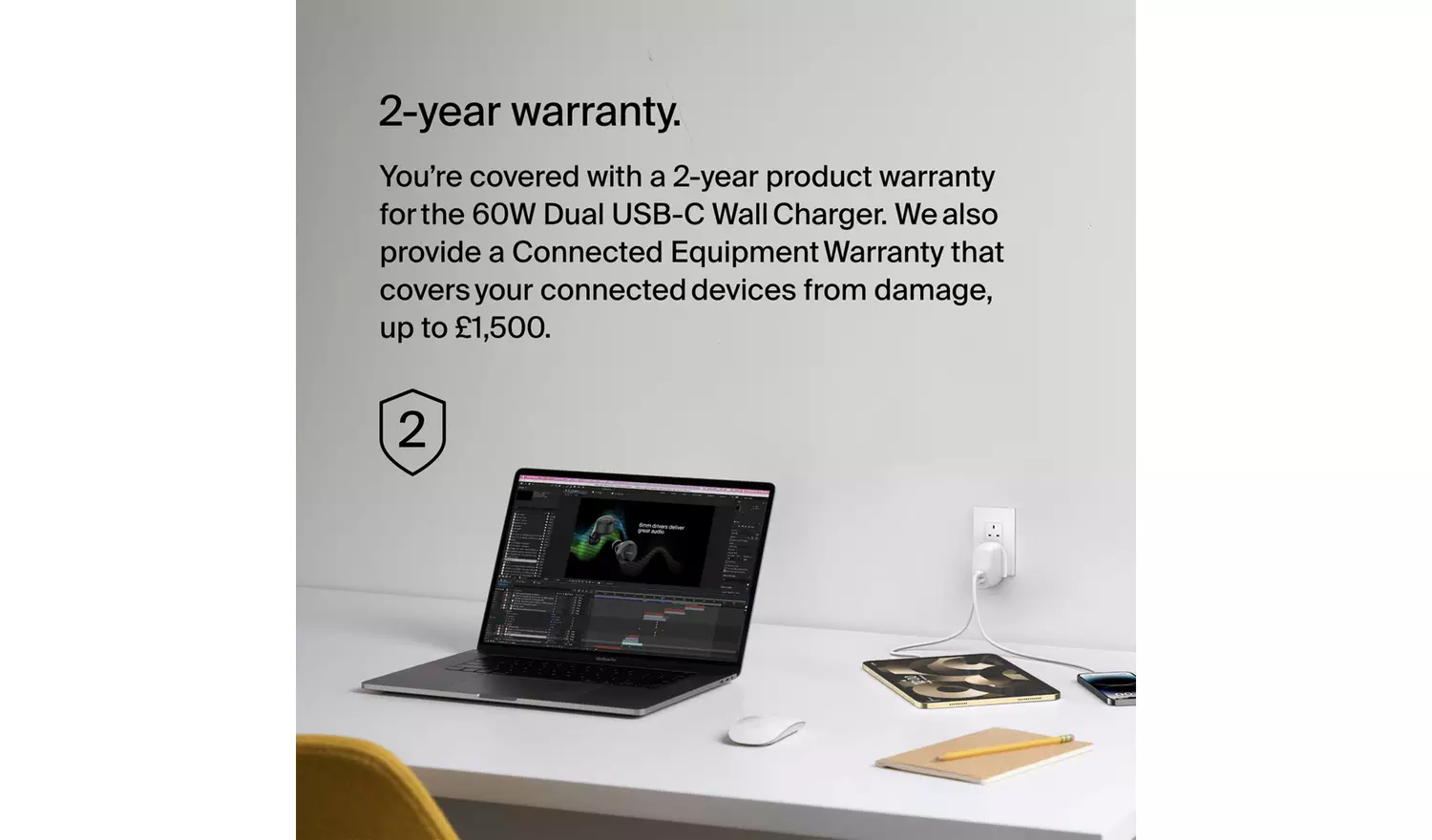 Belkin 60W USB-C Dual Port Wall Charger - White