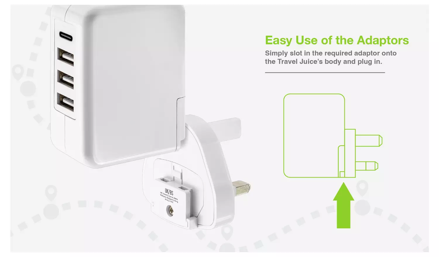 Juice USB-A and USB-C Travel Universal Charger - White