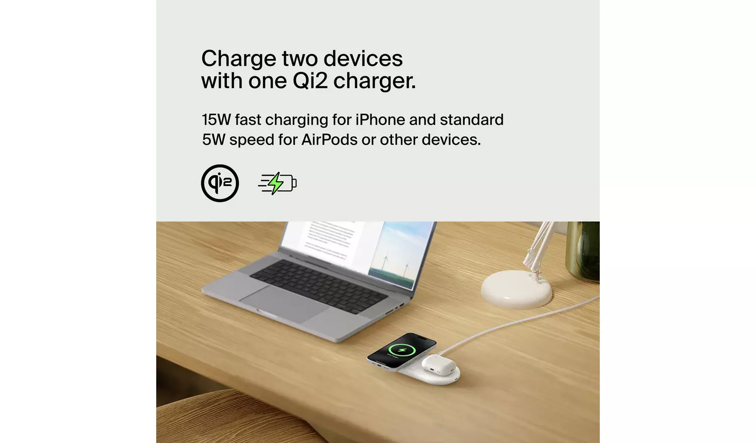 Belkin 2 in 1 MagSafe Compatible Wireless Charger 15W White