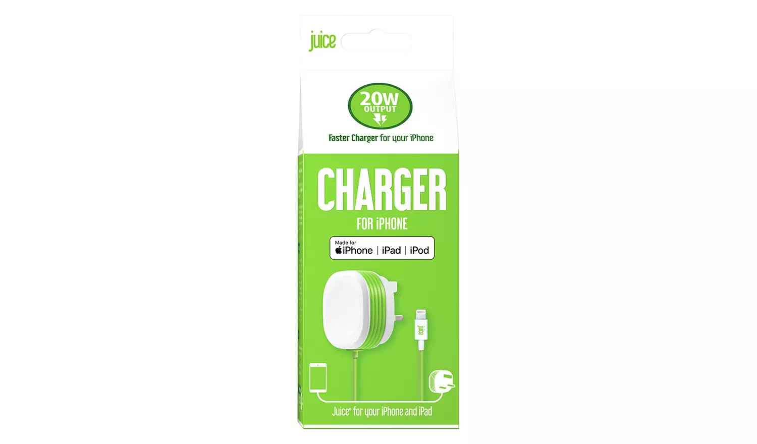 Juice 20W Lightning Mains Wall Charger and Cable