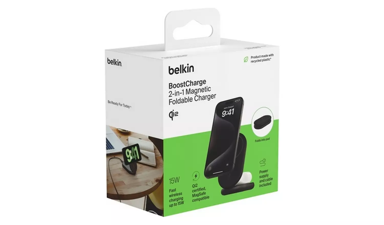 Belkin 2 in 1 MagSafe Compatible Wireless Charger Qi2- Black
