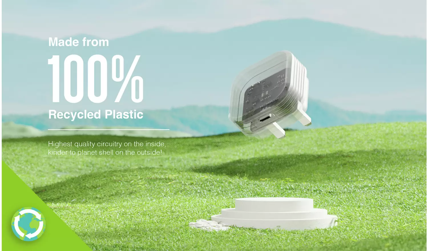 Juice 65W USB-A and USB-C Triple PD Wall Charger - White