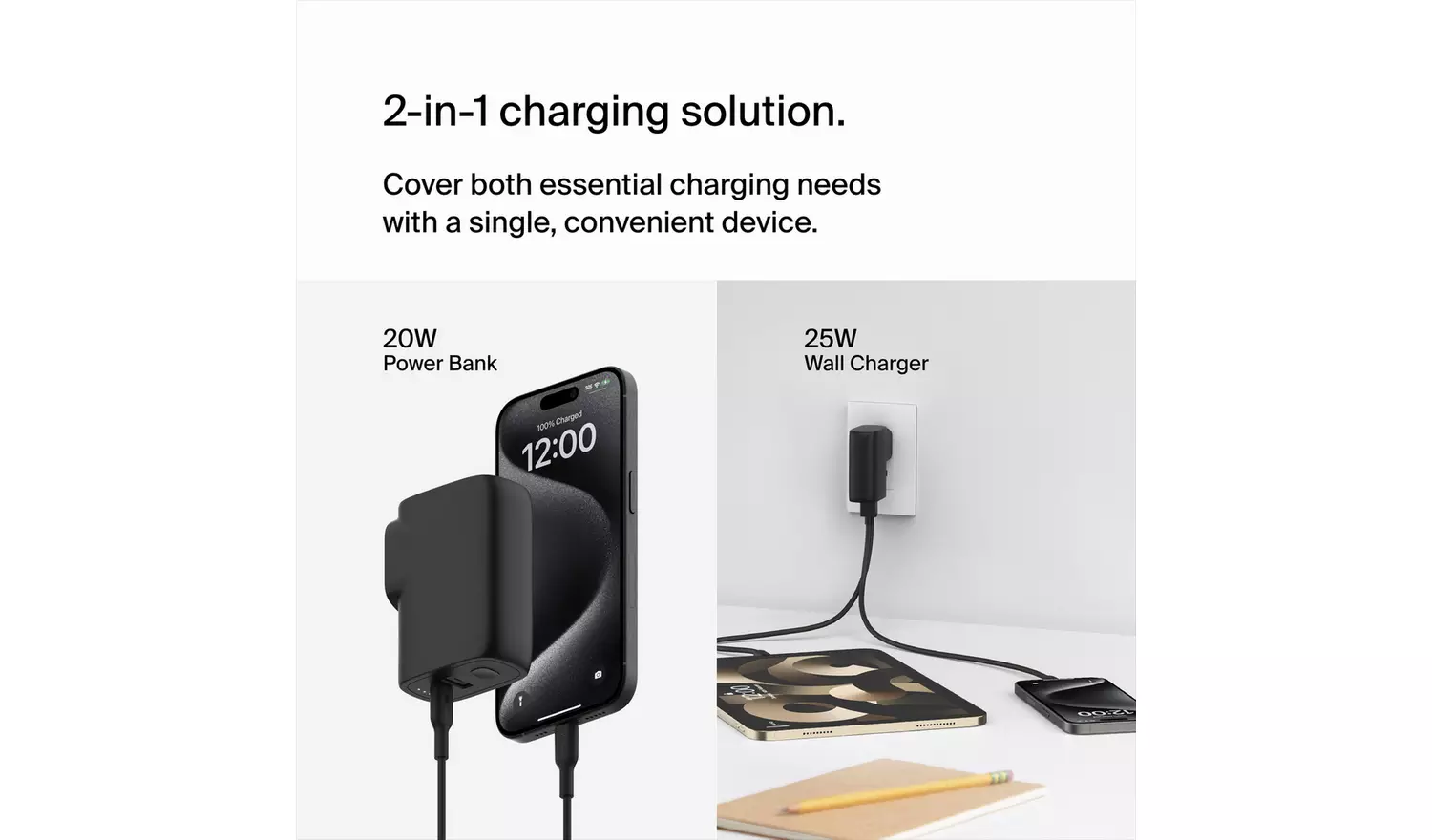 Belkin 5,000mAh Power Bank 2 in 1 Travel Wall Charger