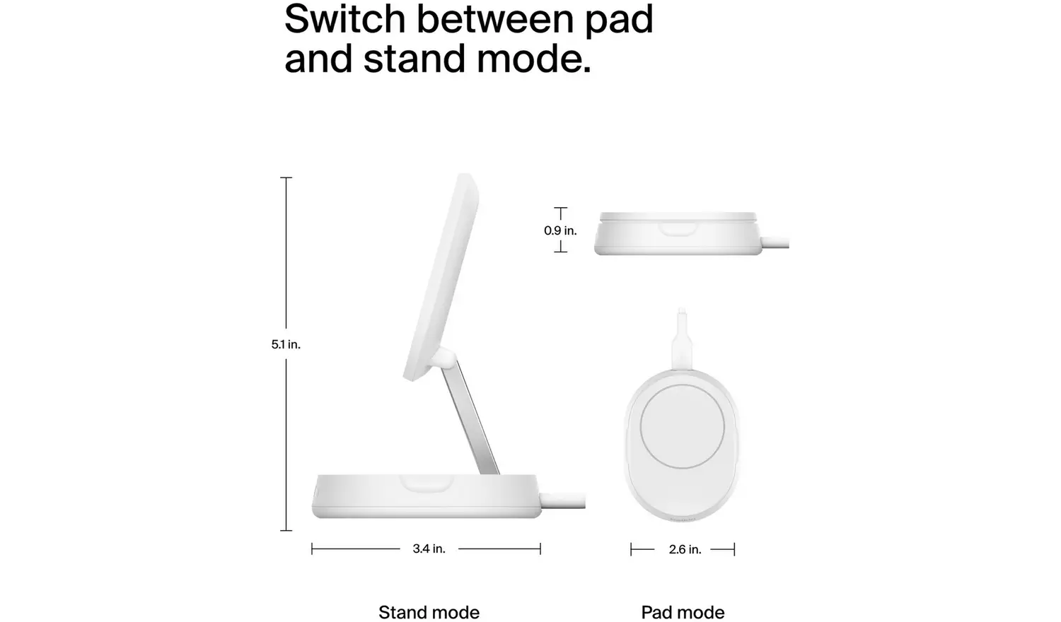Belkin MagSafe Compatible Folding Wireless Charger Qi2 White