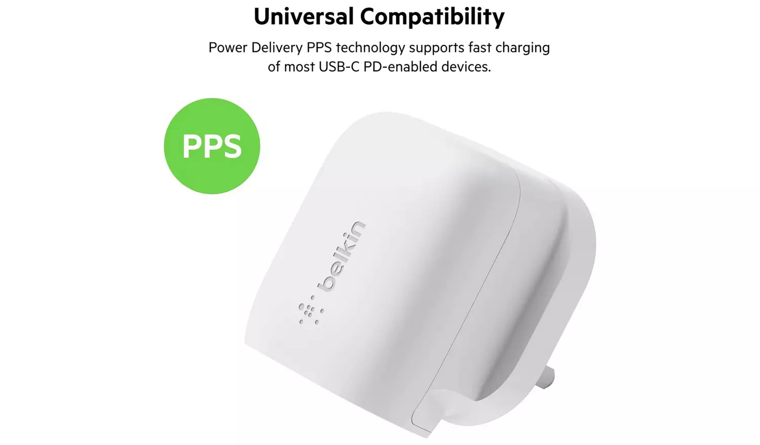 Belkin 20W USB-C Wall Charger With 1m USB-C Cable - White