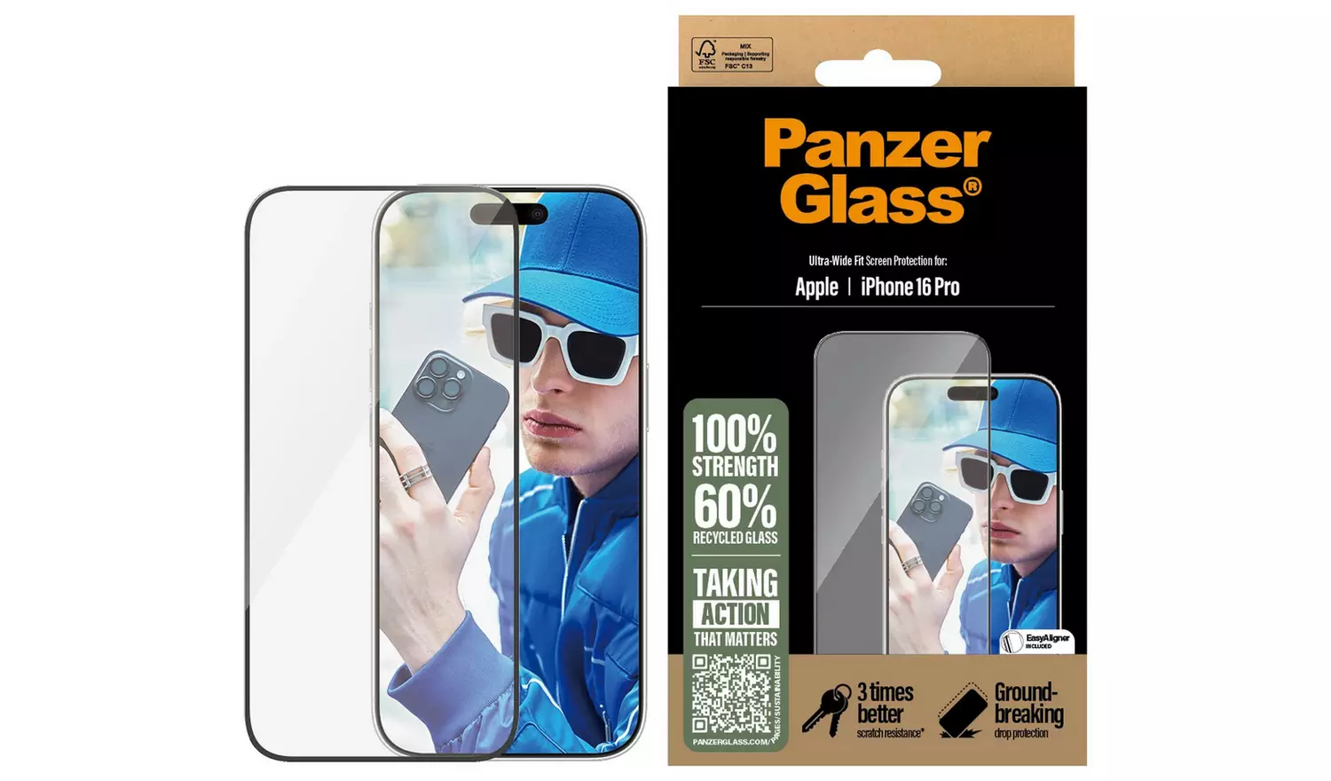 PanzerGlass iPhone 16 Pro Glass Screen Protector