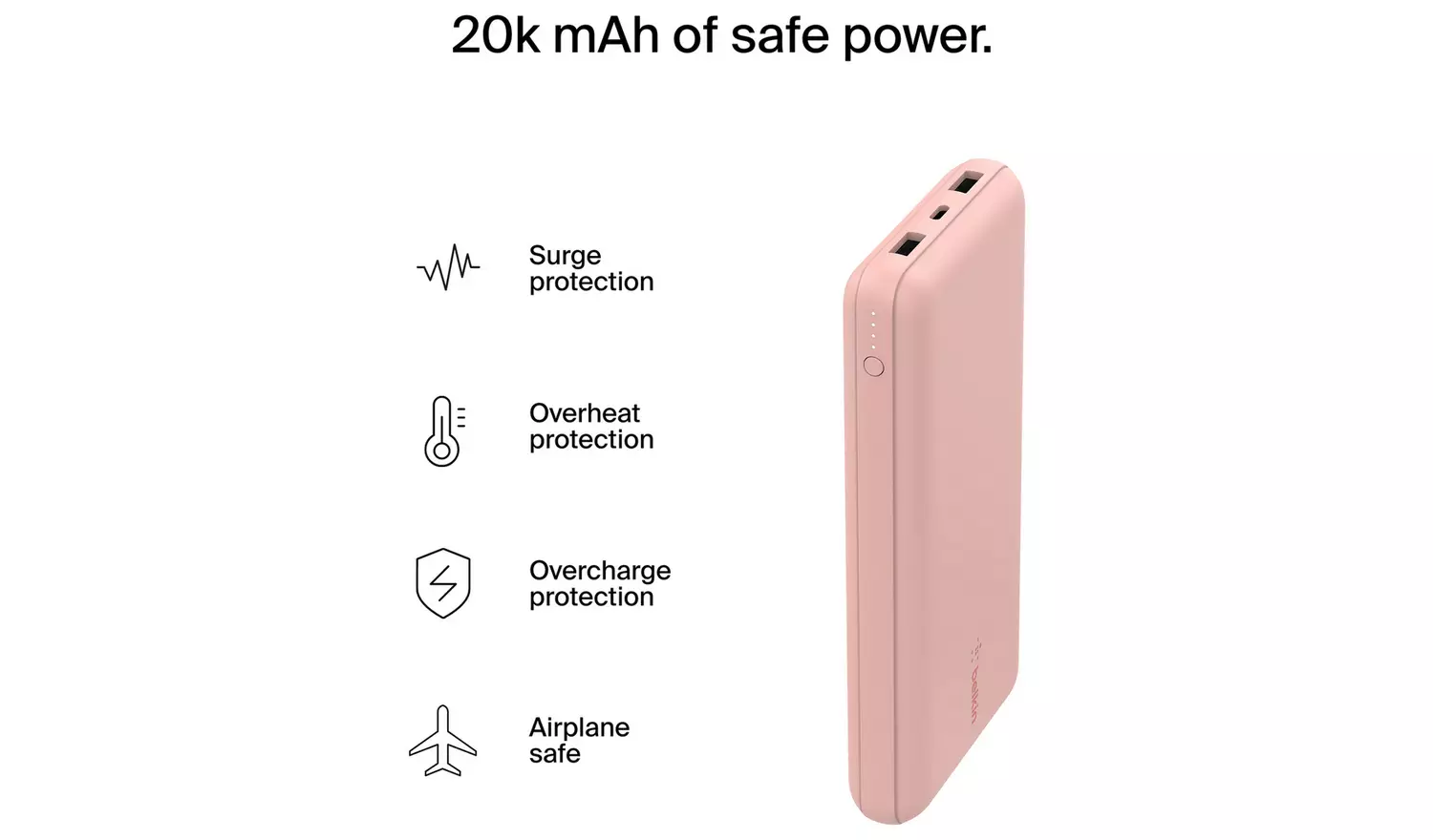 Belkin 20000mAh Portable Power Bank - Rose Gold