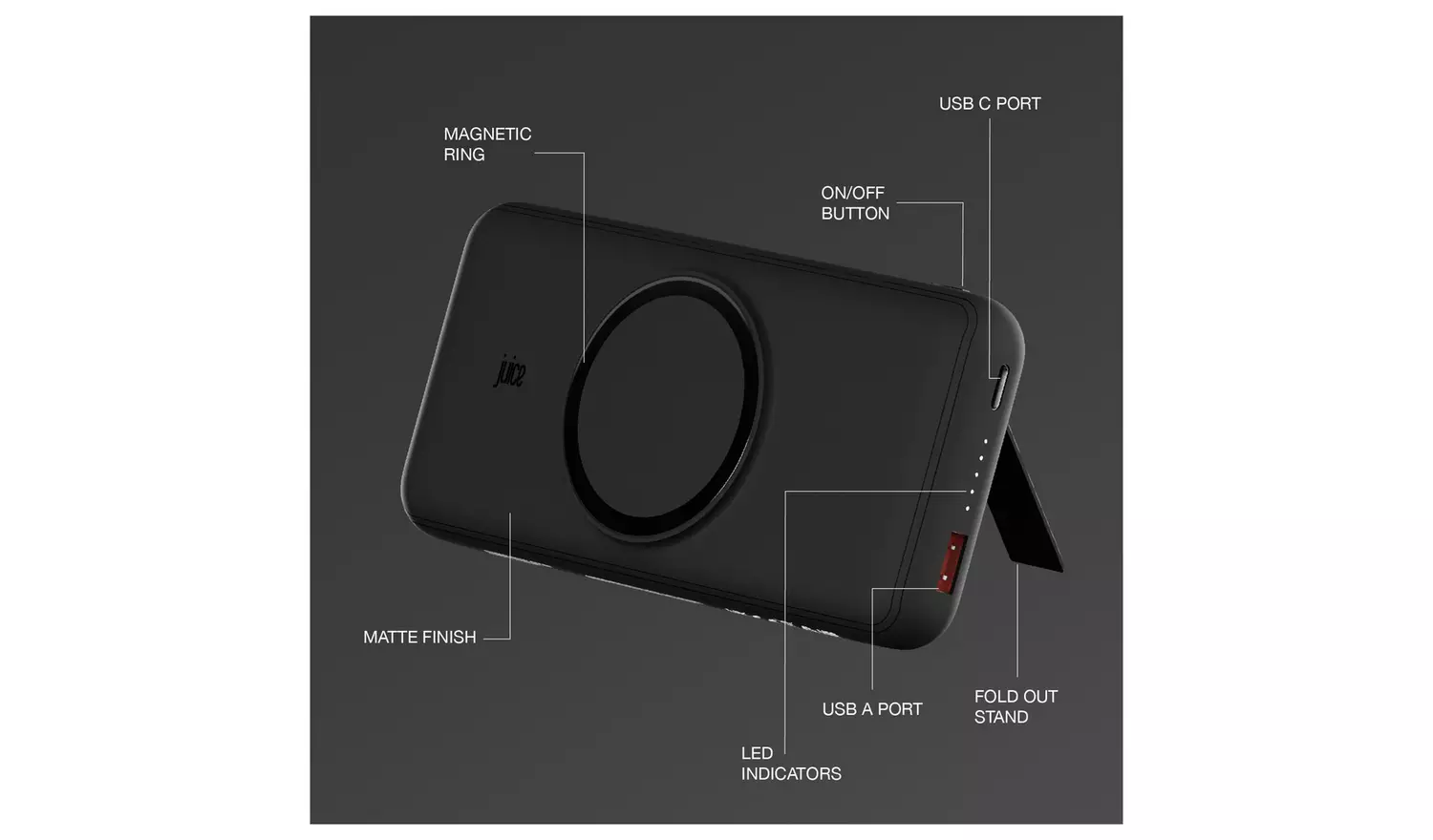 Juice MagTec Max 20000mAh Wireless Portable Power Bank–Black