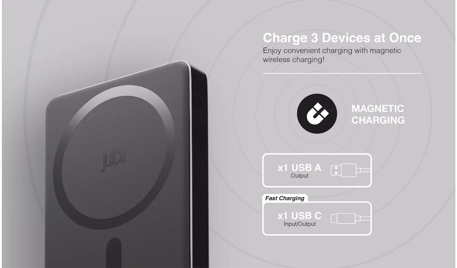 Juice MagTec 10000mAh Slim Portable Power Bank - Black