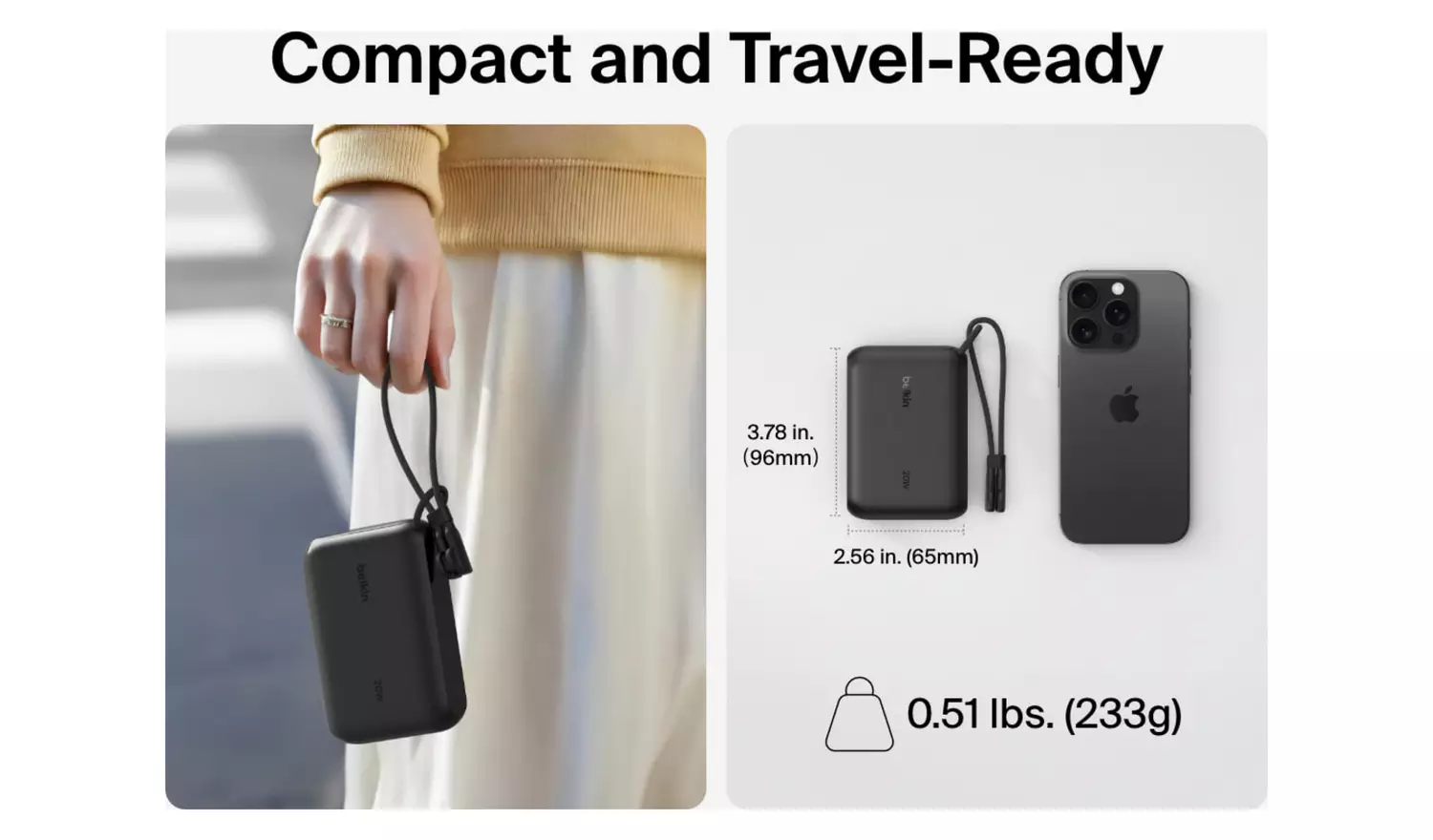 Belkin 20W 10000mAh Portable Power Bank with Display – Black