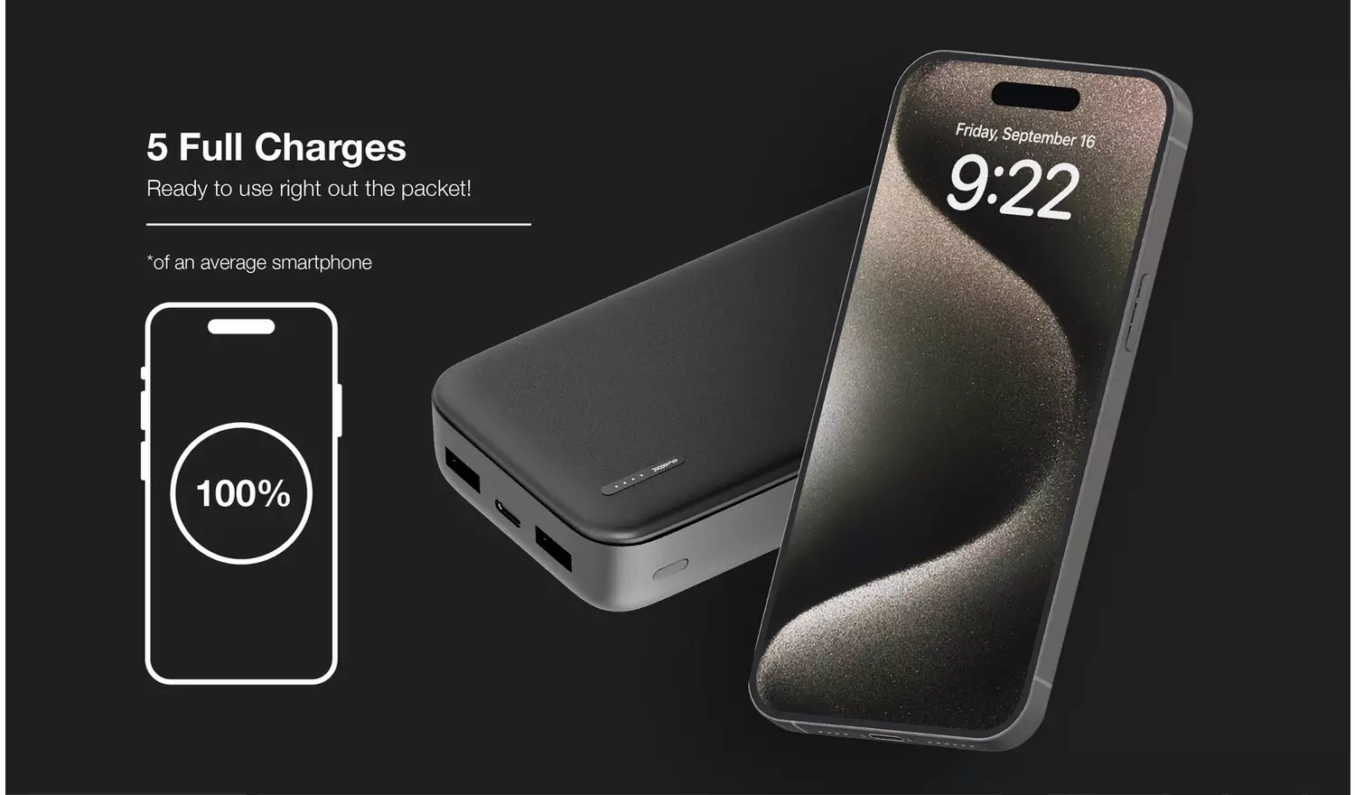 Juice Lite 20000mAh PD Portable Power Bank - Black