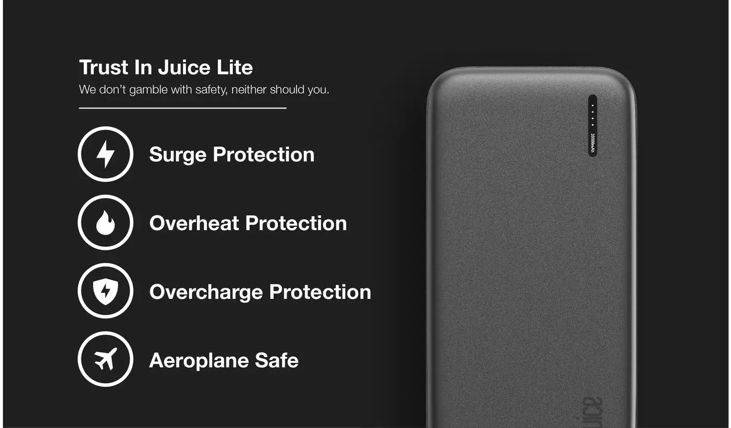 Juice Lite 20000mAh PD Portable Power Bank - Black