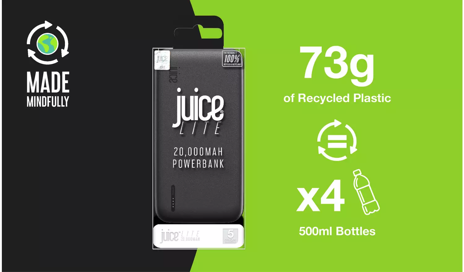 Juice Lite 20000mAh PD Portable Power Bank - Black