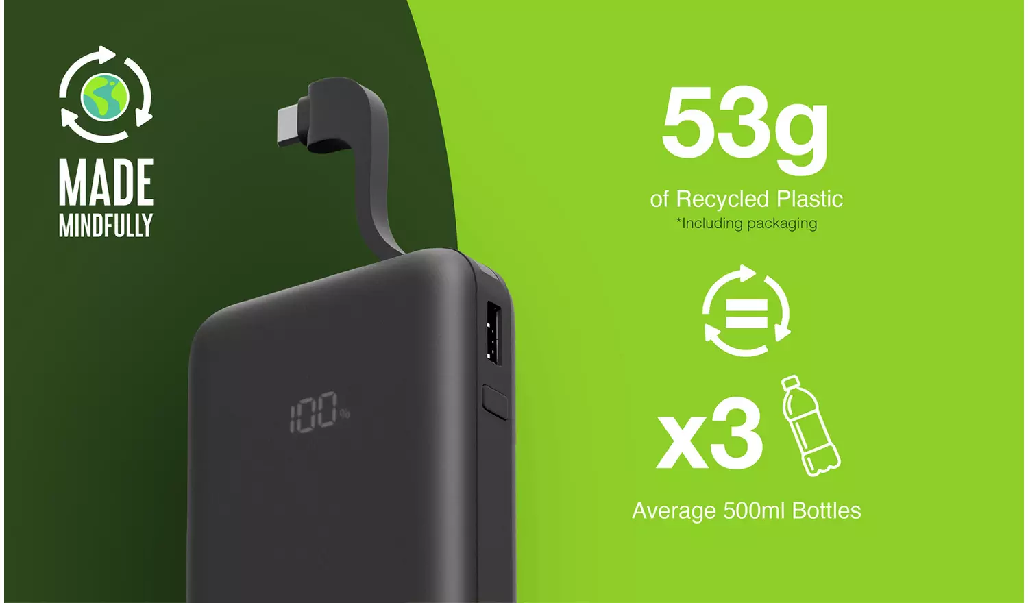 Juice 10000mAh Portable Power Bank - Black
