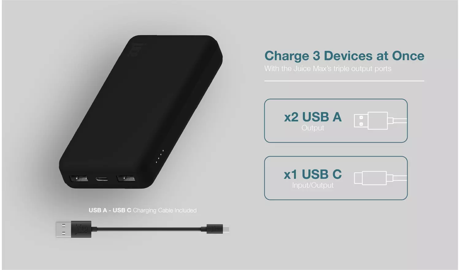 Juice Max 20000mAh Portable Power Bank with 20W PD - Black