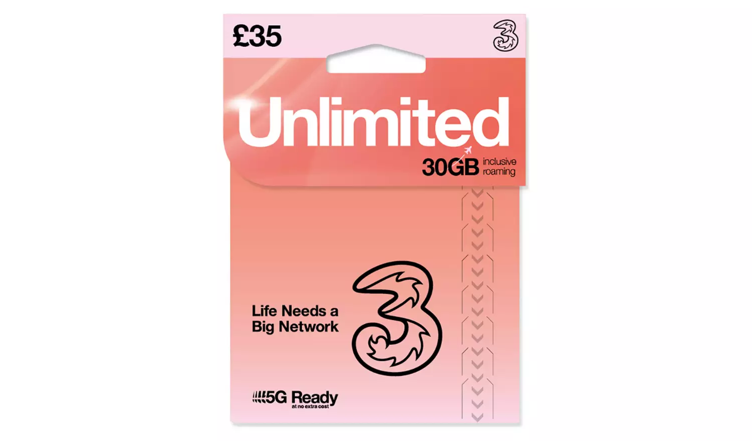 Three Unlimited New Pay As You Go SIM Card
