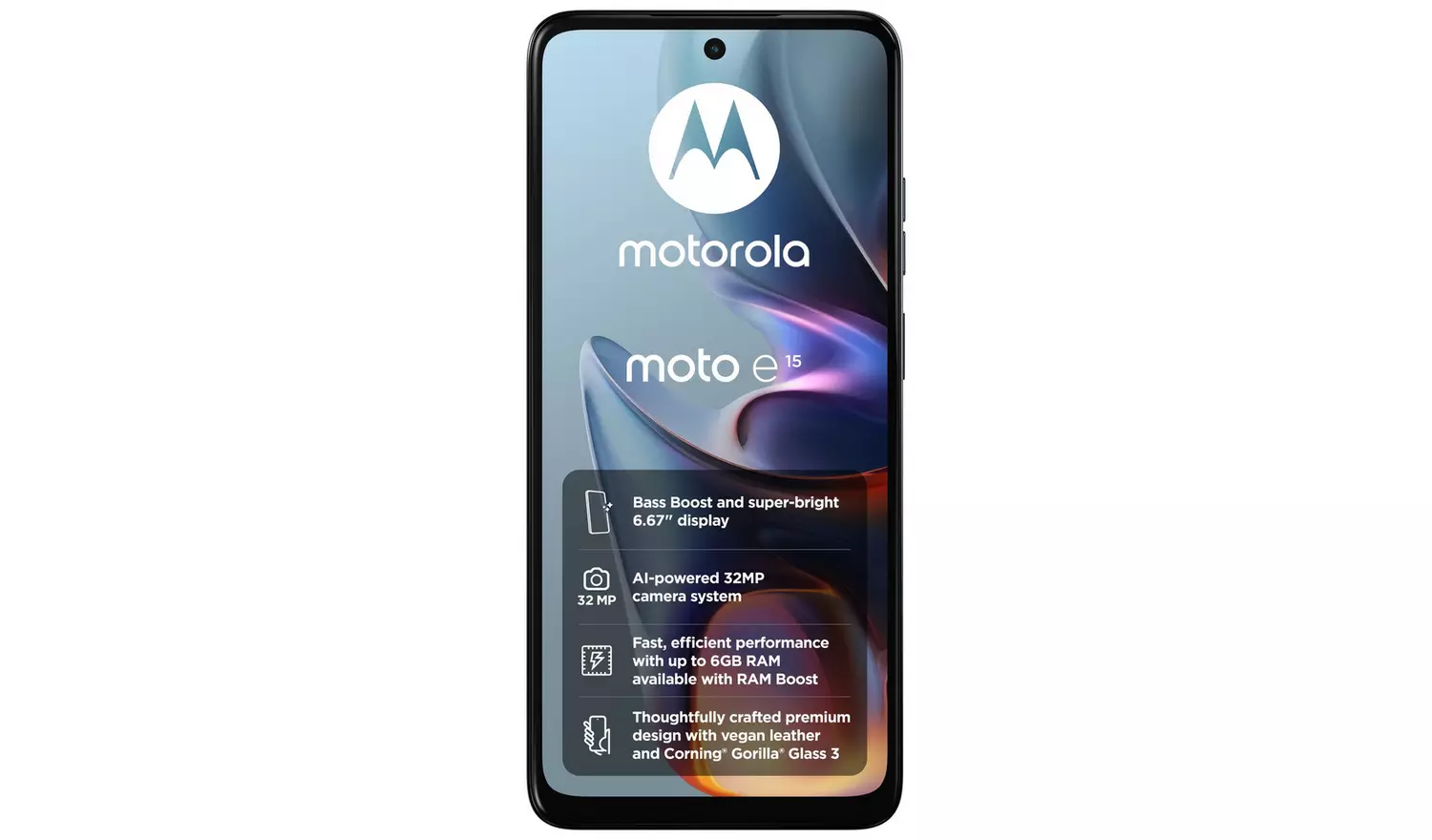 SIM Free Motorola e15 64GB Mobile Phone - Misty Blue