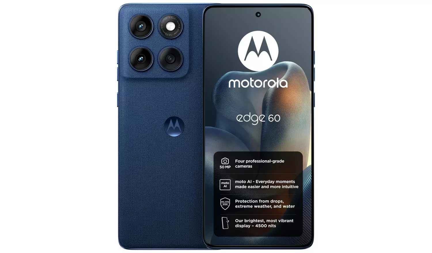 SIM Free Motorola Edge 60 5G 512GB AI Mobile Phone - Blue