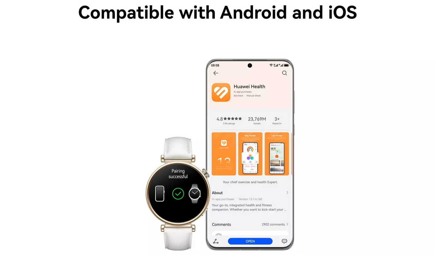 HUAWEI Watch GT 4 41mm Smart Watch - White Leather Strap