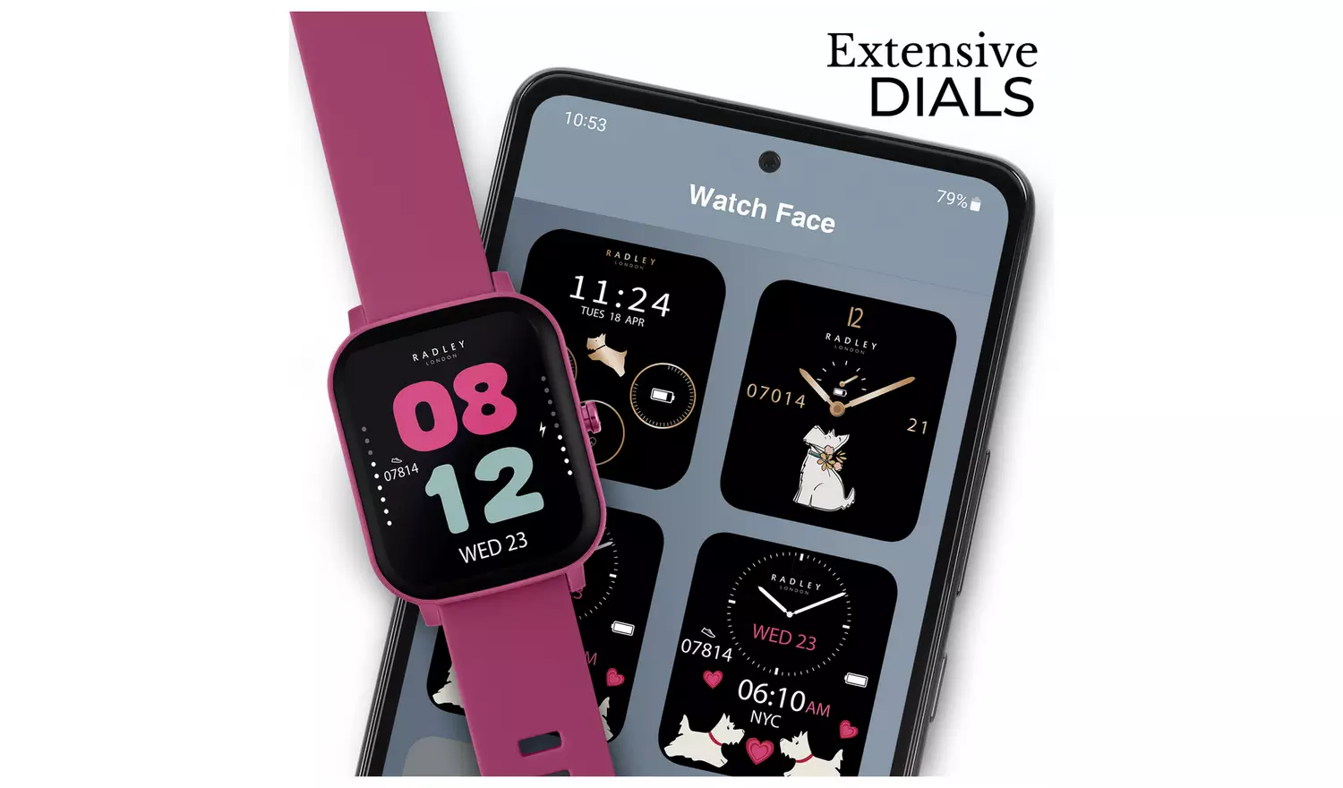 Radley Series 46 Pink Silicone Strap Smart Watch