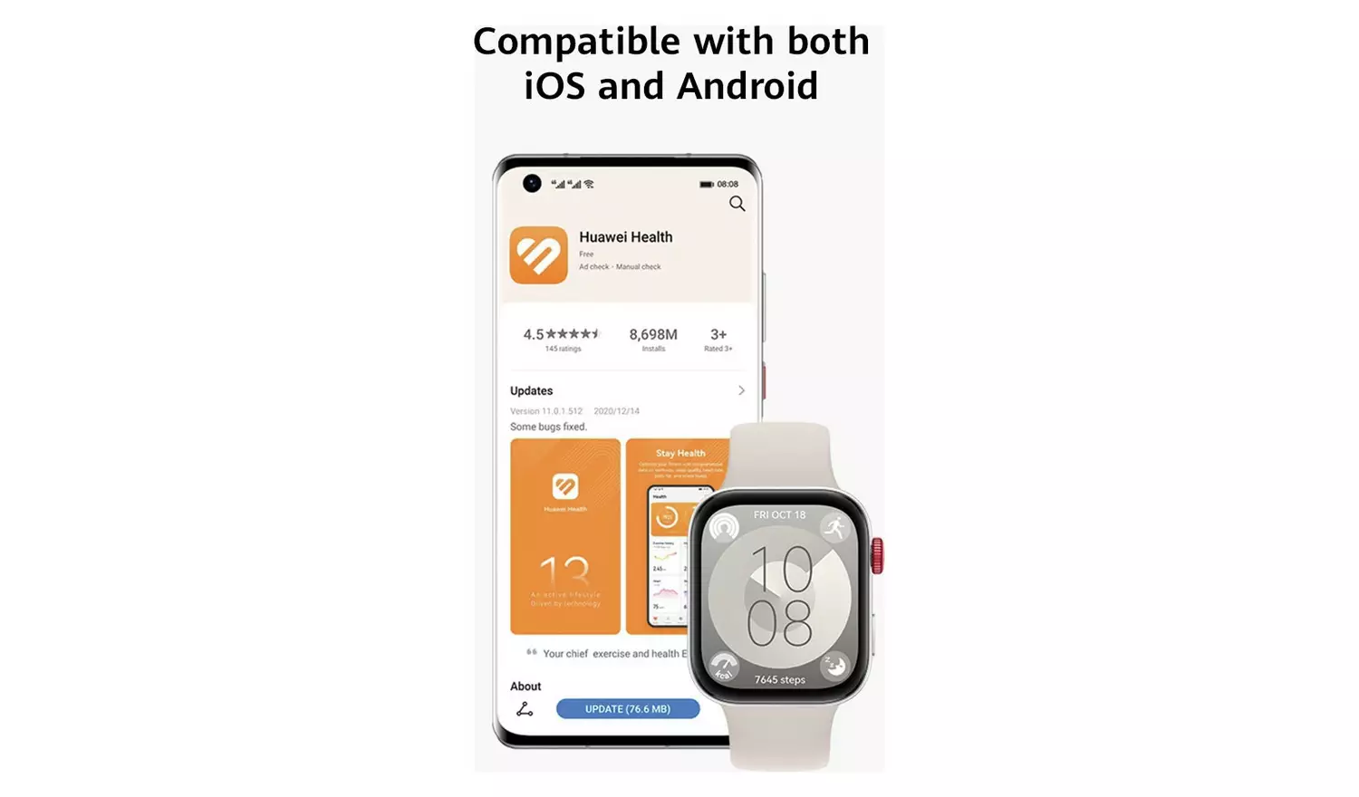 HUAWEI Watch Fit 3 Smart Watch - Moon White