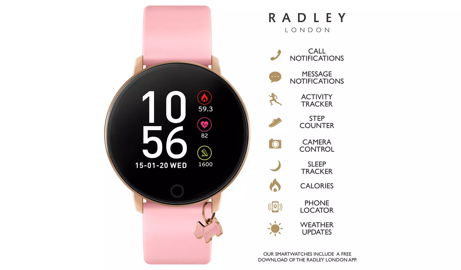 Radley London Series 5 Blush Pink Silicone Strap Smart Watch
