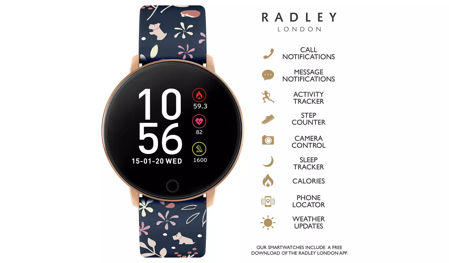 Radley London Series 5 Ink Blue Silicone Strap Smart Watch
