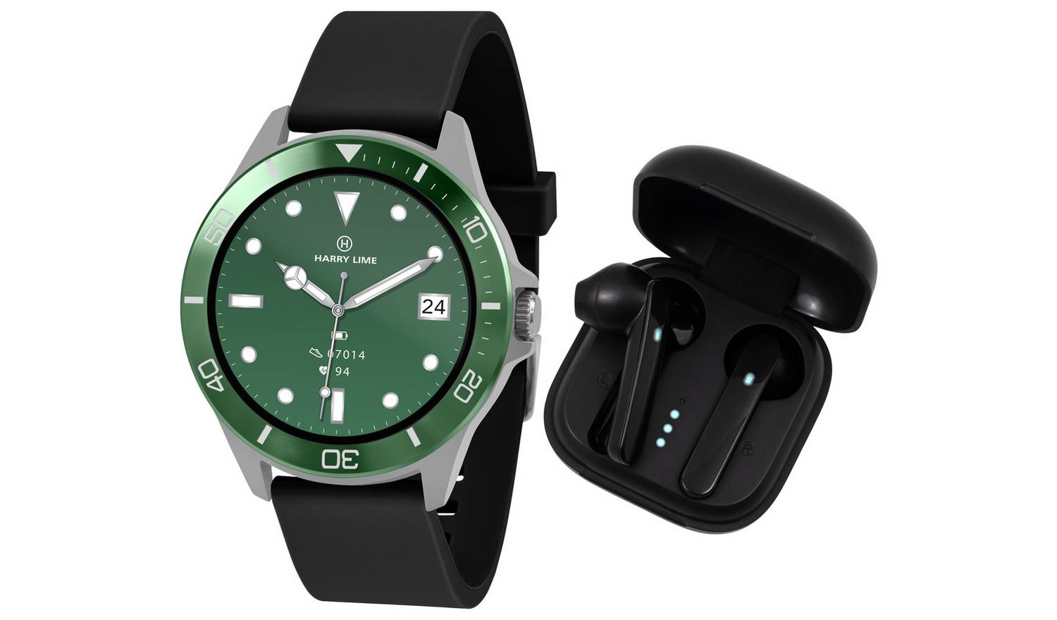 Harry Lime Black Smart Watch And Wireless Earbud Set