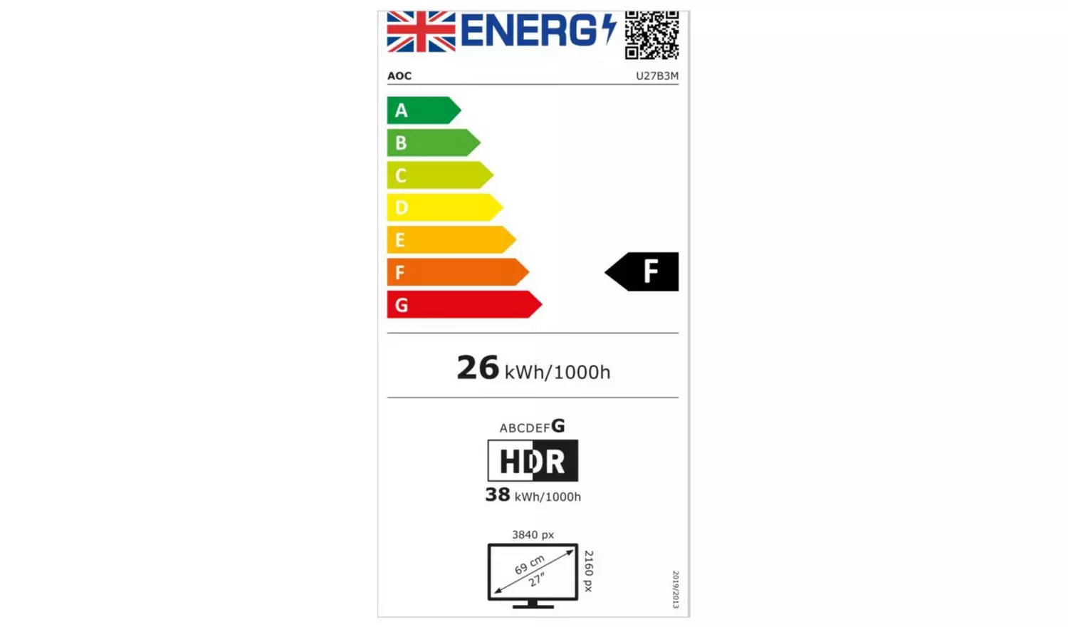 AOC U27B3M 27 Inch 60Hz 4K UHD Monitor
