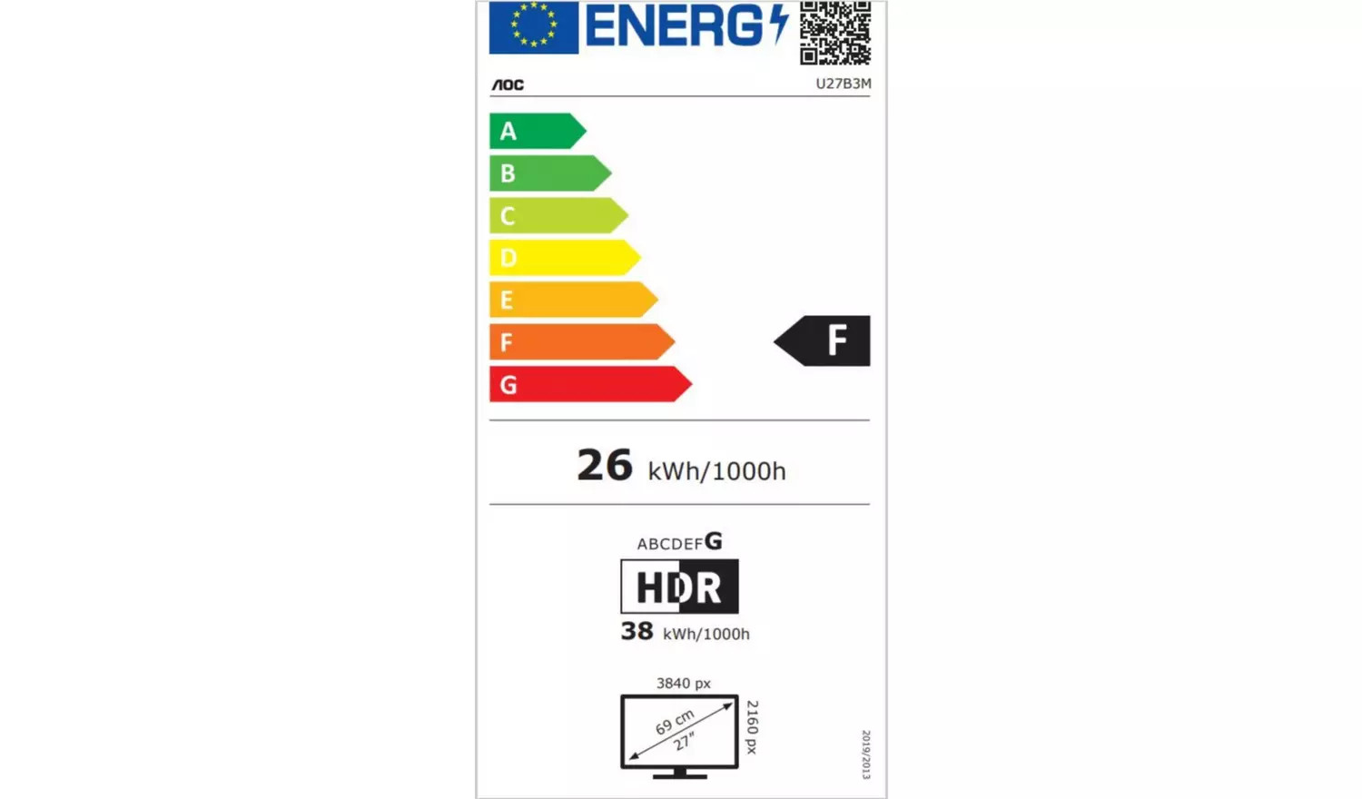 AOC U27B3M 27 Inch 60Hz 4K UHD Monitor