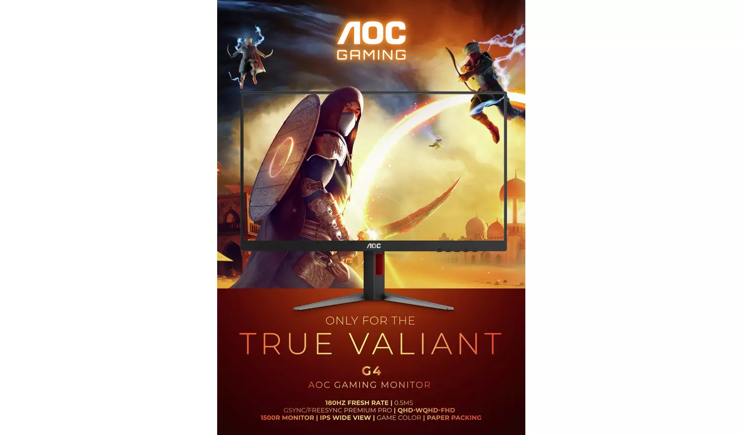 AOC CQ27G4X 27 Inch 180Hz QHD Curved Gaming Monitor