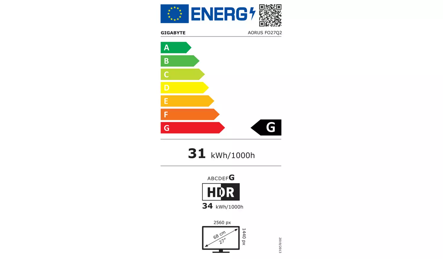 Gigabyte AORUS FO27Q2 27 Inch 240Hz QHD Gaming Monitor